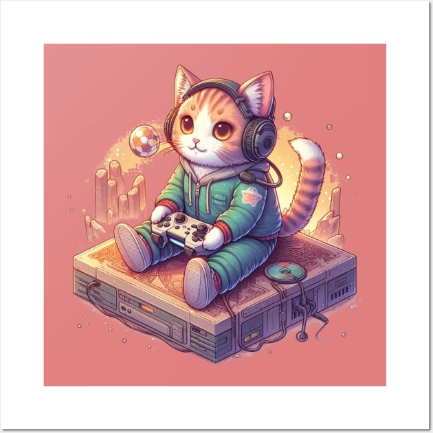 Gamer cat Wall Art by Cute&Brave